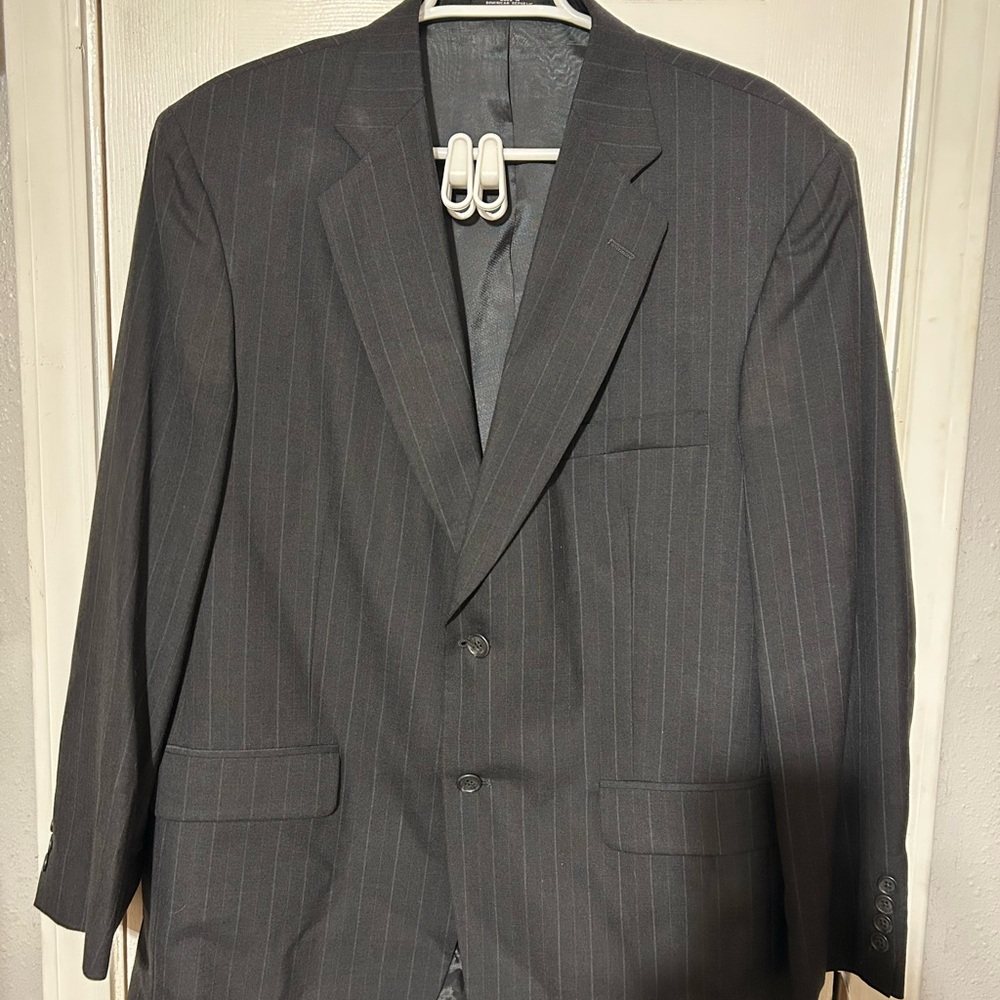 Mens Vintage Black Chalk Stripe Suit Jacket Size 42R Sport Coat Blazer